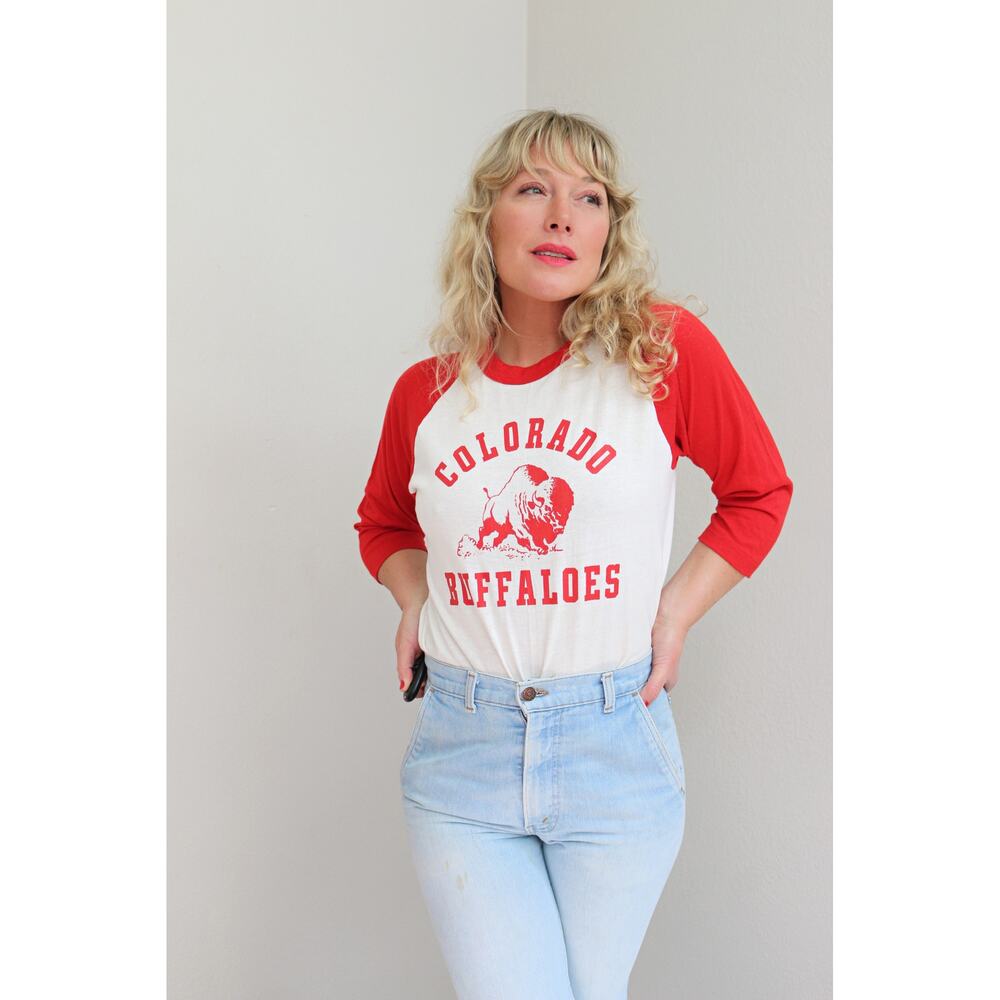 1980's Deadstock Vintage University of Colorado Buffalo Raglan Shirt Women's LG